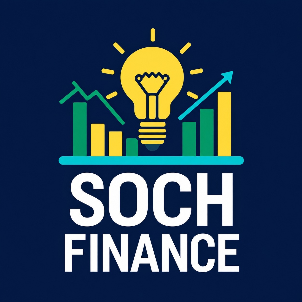 Soch Finance lightbulb and market symbol